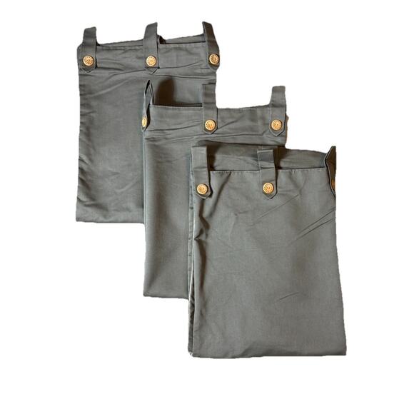 3 Custom Made Tab Top Drapes Curtains Panels Green Lined High End Set Cotton - Picture 2 of 8